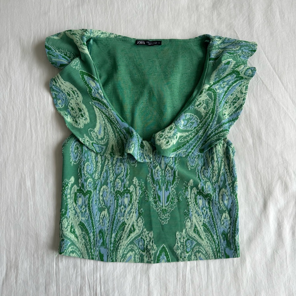 Zara Green and Blue top